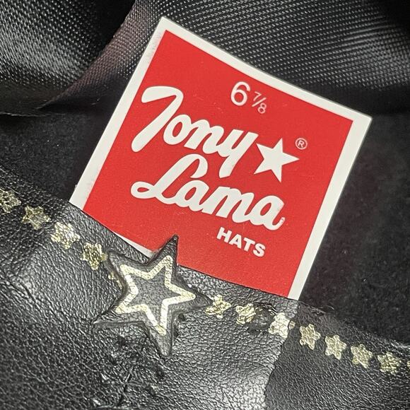 Tony Lama Yuma Leather Cowhide Wool Black/Brown Cowboy Hat Size 6 7/8 (55.5 cm) - Picture 11 of 15